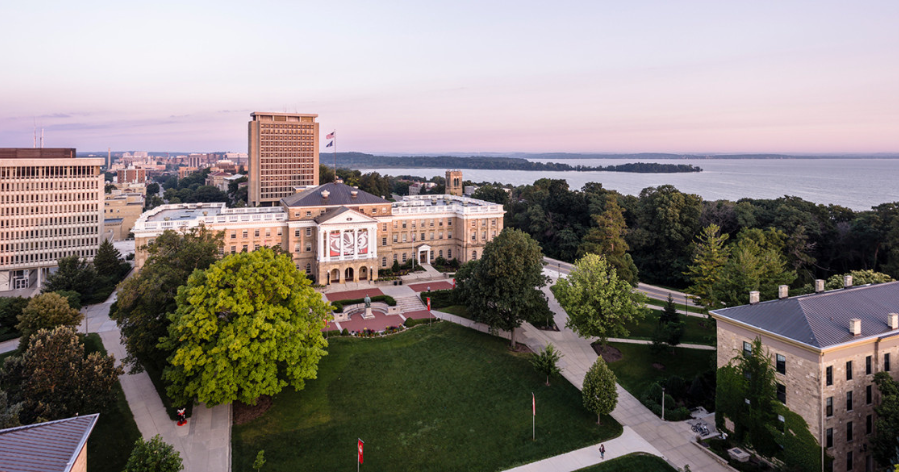 An aerial view of the UW-Madison campus.